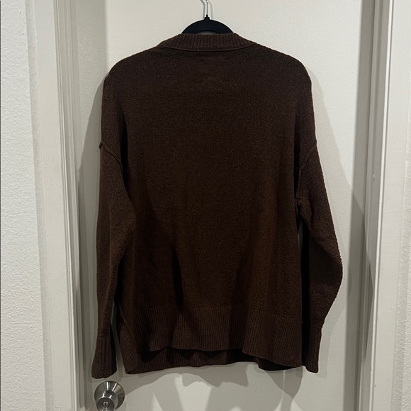 aerie oversized fuzzy chocolate Brown Crewneck Sweater size x-small - Picture 7 of 9